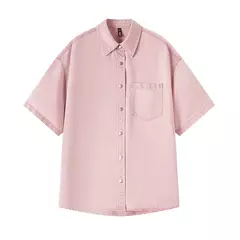 Semir-Camisa vaquera de manga corta para mujer, blusa informal holgada de longitud media con hombros caídos, suave, para verano, 2024 - Eleganzie