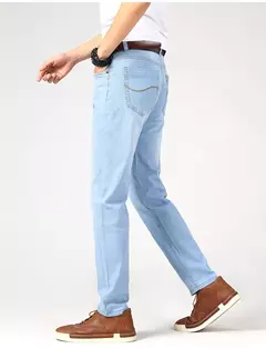 Pantalones vaqueros ajustados de talla grande 28-40 para hombre, pantalones suaves avanzados clásicos informales a la moda, pantalones elásticos que combinan con todo de marca para hombre - Eleganzie