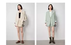 TOYOUTH-Blazer de lino para mujer, chaqueta de oficina con cuello vuelto, ropa de trabajo, novedad de verano, 2024 - comprar en línea