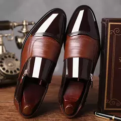Zapatos de cuero formales de negocios informales para hombres de gran tamaño, zapatos de punta estrecha para hombres, zapatos casuales perezosos sin cordones para hombres