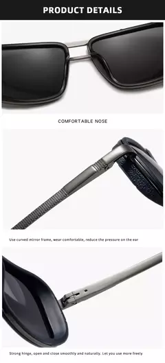 Imagen de Gafas de sol rectangulares de lujo para hombre, gafas de sol Retro de Metal Steam Punk, gafas clásicas para conducir al aire libre, gafas de verano