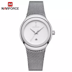 Imagen de Reloj NAVIFORCE, relojes de cuarzo a la moda para mujer, reloj de pulsera resistente al agua de acero inoxidable para mujer, reloj Simple para chica, reloj femenino