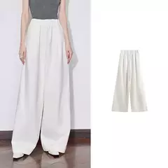 Imagen de TOYOUTH, pantalones vaqueros de mezclilla para mujer, primavera 2025, nuevos pantalones largos rectos de pierna ancha lavados con cintura elástica