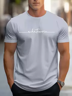 Camiseta de manga corta con cuello redondo y estampado de letras 100% algodón de talla grande informal de verano para hombre