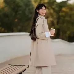 Semir-gabardina de cintura larga para mujer, abrigo holgado de manga raglán con solapa y Triple protección, color caqui, novedad de primavera, 2024 - Eleganzie