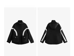 TOYOUTH chaqueta de mujer abrigo 2025 primavera nuevo contraste empalme cremallera cáqui cárdigan rompevientos abrigo