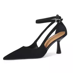FEDONAS-Sandalias con correa en el tobillo para mujer, zapatos de tacón alto fino, puntiagudos, de cuero genuino, elegantes, para primavera y verano, para fiesta y graduación - buy online