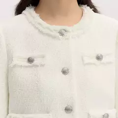 Semir-abrigo de manga corta para mujer, chaqueta ajustada con hombreras y borlas, elegante y suave, estilo carbón, novedad de 2024 - tienda en línea