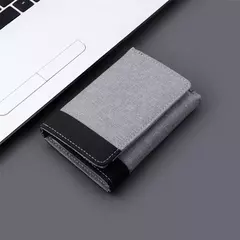 Cartera de lona para hombre, tarjeteros de identificación/foto, tarjetero negro/azul/gris, funda tipo billetera con 8 ranuras, monedero masculino con cerrojo, Mini billetera triple para hombre en internet
