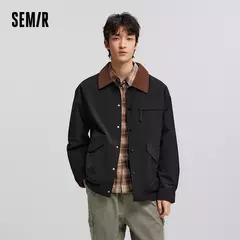 Chaqueta Semir para hombre, ropa de trabajo con solapa de pana de retales, prendas de vestir exteriores, Top Vintage de moda, primavera 2025 - Eleganzie