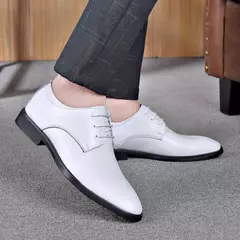 Zapatos de cuero genuino con cordones para hombre, calzado Formal de negocios, corte bajo, rendimiento coreano, boda - online store