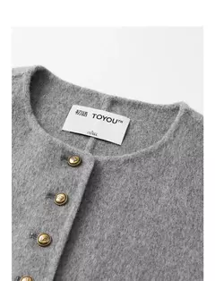 TOYOUTH-abrigo de lana para mujer, chaqueta de lana con botones y un solo pecho, manga larga, oveja, cuello redondo, color gris, otoño e invierno, 2024 - comprar en línea