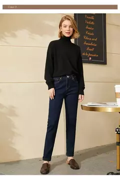 Imagen de AMII Minimalism Jeans para mujer 2022 otoño pies delgados moda Casual todo-fósforo algodón ligero elástico pantalones hasta el tobillo 12260078