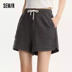 Semir-pantalones informales para mujer, pantalón holgado de pierna recta con cintura elástica, versión de verano, pantalones cortos con textura dividida, 2024 en internet