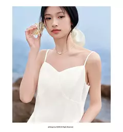 Image of Semir-vestido adelgazante con cuello en V para mujer, a la moda ropa elegante y, de algodón puro, Estilo Vintage, verano, 2024