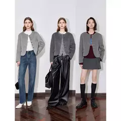 TOYOUTH-abrigo de lana para mujer, chaqueta de lana con botones y un solo pecho, manga larga, oveja, cuello redondo, color gris, otoño e invierno, 2024 en internet
