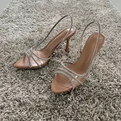 2023 mujeres verano Rhinestone Slingback bombas Oficina señora Sandalias de tacón transparente elegante punta puntiaguda mujer Sexy tacones altos - Eleganzie