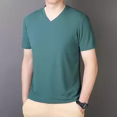Camiseta de seda de hielo para hombre, camisa de manga corta elástica para Fitness, informal, secado rápido, 6XL, 7XL, 8XL, novedad de verano, 2309 - comprar en línea