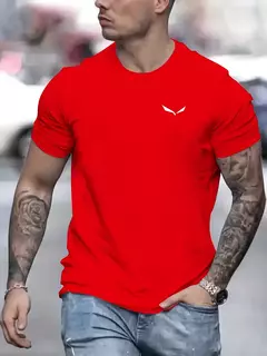 Camiseta de manga corta con cuello redondo informal ajustada con estampado de aves 100% algodón de talla grande de verano para hombre - online store