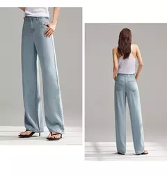 Semir Jeans Mujer Pantalones largos con cintura elástica 2024 nueva versión de verano pantalones de pierna ancha con sensación fresca - tienda en línea