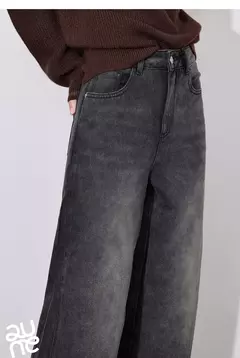 Imagen de TOYOUTH mujeres Denim Jeans 2024 Otoño Invierno nueva cintura media recta pierna ancha pantalones largos