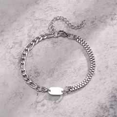 Pulseras con iniciales Vnox A-Z para hombres y mujeres, cadena Figaro que nunca se decolora, pulseras de cadena de eslabones de caja de doble capa, regalo con nombre para él - comprar en línea