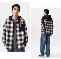 Image of Semir prendas de vestir exteriores para hombre 2024 primavera nuevo Patchwork contraste Color a cuadros Top desmontable con capucha de moda