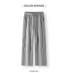 Semir-pantalones Cargo para hombre, pantalones de trabajo de punto de estilo militar, holgados, de pierna recta, para uso informal y al aire libre, verano 2025