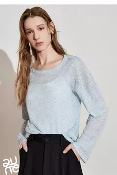 Imagen de TOYOUTH-Camiseta de manga larga para mujer, Tops de punto con cuello redondo y manga larga romántica transparente, primavera 2025, 2025