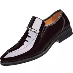 Zapatos de charol para hombre, zapatos de negocios, mocasines informales con punta estrecha, zapatos de lujo para fiesta y boda de talla grande - Eleganzie