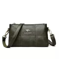 Imagen de Bandolera de cuero suave con hilo de dos capas, bolso cruzado de lujo para mujer, bolsos pequeños a cuadros para mujer y bolso de mano, bolso principal