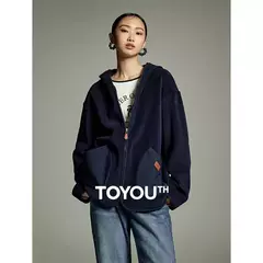 Toyouth-Chaqueta de terciopelo de doble cara para mujer, abrigo holgado grueso con capucha de manga larga para invierno, Tops informales versátiles con bolsillo de retales 2024