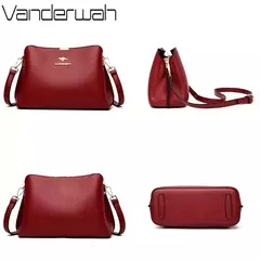 Bolso de mano de cuero de alta calidad para mujer, bolsa de hombro multifuncional, de diseñador de lujo, Color sólido - tienda en línea