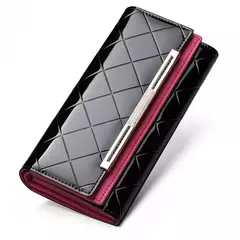 Carteras de diseñador de lujo para mujer, tarjetero RFID, monederos para mujer, cartera larga de cuero genuino, bolso plegable para mujer