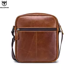 Imagen de Bolso bandolera de cuero BULLCAPTAIN para hombre, bolsos de hombro de negocios adecuados para Ipad de 7,9 pulgadas, Mini bolsos cruzados para hombre de alta calidad
