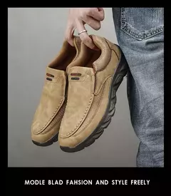 Zapatos informales de cuero para hombre, mocasines transpirables, zapatillas de deporte para hombre, calzado plano de cuero cómodo, zapatillas de deporte para hombre 2024 - comprar en línea