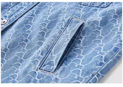 Semir-chaqueta vaquera de longitud media para mujer, chaqueta holgada de algodón puro Jacquard, con solapa, a la moda, otoño - tienda en línea