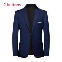 Blazer de moda para hombre, traje Formal profesional ajustado de Caballero de boda, informal de negocios, Color sólido, estilo británico - online store