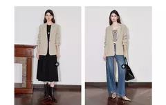 TOYOUTH-Chaqueta de mujer, traje de trabajo de manga larga de Color sólido con un botón, ropa de trabajo para oficina, otoño 2024