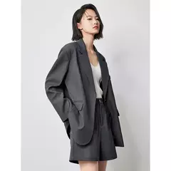 TOYOUTH-Chaqueta de gran tamaño con dobladillo dividido en la espalda para mujer, Blazer de Color liso, traje informal a la moda para oficina, novedad de primavera, 2023 - comprar en línea
