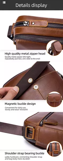 Bolso bandolera de cuero BULLCAPTAIN para hombre, bolsos de hombro de negocios adecuados para Ipad de 7,9 pulgadas, Mini bolsos cruzados para hombre de alta calidad - Eleganzie