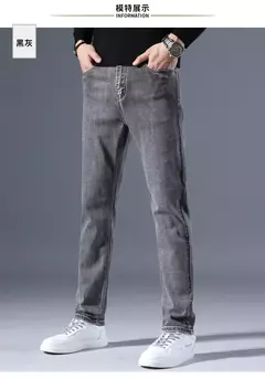 Sulee-pantalones vaqueros clásicos para hombre, Jeans azules, elásticos avanzados, rectos, de algodón, talla grande, 2024 - online store