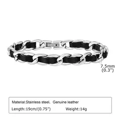 Vnox-pulseras de cadena negras para hombre y mujer, elegantes pulseras de cadena de eslabones cubanos de acero inoxidable de 7,5 MM, joyería de regalo en internet