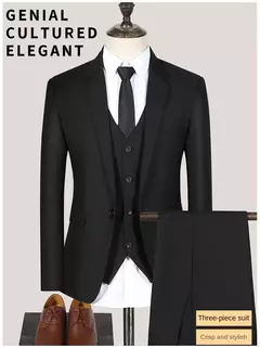 Traje de hombre para boda, 3 piezas, 2 conjuntos, Blazers, chaquetas elegantes, chaleco, pantalones, abrigos de negocios de lujo, Formal coreano de alta calidad 2024 - tienda en línea