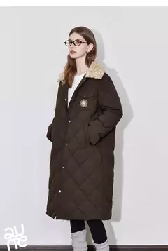 TOYOUTH-abrigo de plumas para mujer, abrigo largo medio grueso con cuello de piel nueva y botones de un solo pecho, invierno 2024