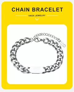Vnox Pulseras de cadena cubana para hombre y mujer, pulsera de eslabones de acero inoxidable de 7,5 mm, joyería de personalidad simple ajustable en internet