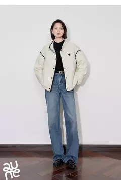 TOYOUTH-abrigo grueso de algodón para mujer, chaqueta elegante con empalme de Color contrastante y cuello de solapa de manga larga para invierno 2024
