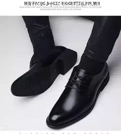 Imagen de Primavera y otoño, zapatos de cuero formales de negocios informales británicos, zapatos de hombre, zapatos individuales con aumento, zapatos casuales, traje