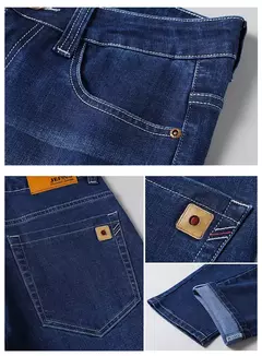 Pantalones vaqueros rectos holgados de talla grande 40 42 44 46 para hombre, pantalones elásticos informales de negocios, pantalones vaqueros azules clásicos para hombre - comprar en línea