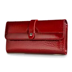 Bolsos de mano de cuero genuino para mujer a la moda Carteras de diseño de lujo Monederos largos brillantes 2022 Bolso de mano elegante para mujer